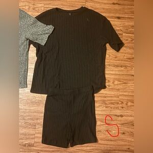 Black Ribbed Two-Piece Set